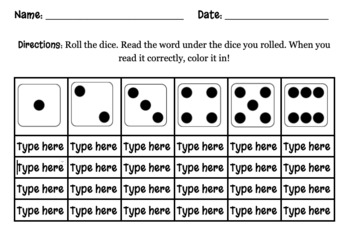 Preview of FREE Roll and Read: High Frequency Word and Spelling Word Center EDITABLE