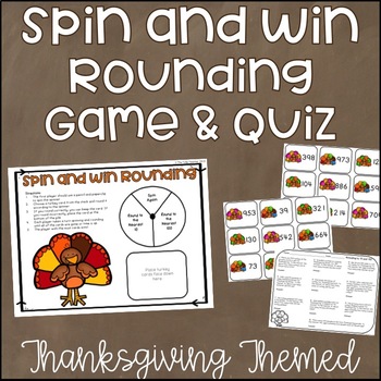Preview of FREE Rounding Game and Rounding Quiz Thanksgiving Themed