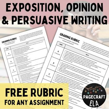 Preview of FREE Rubric for Grading Exposition, Opinion and Persuasive Writing Assignments