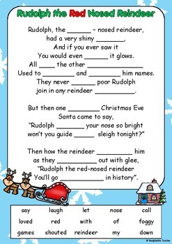 FREE Rudolph The Red Nosed Reindeer Fill in the Blanks by Imaginative ...