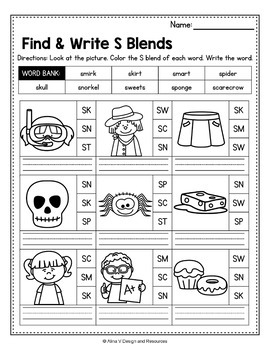 free s blends worksheets r blends activities phonics esl literacy