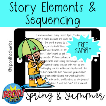 Preview of FREE SAMPLE BOOM CARDS™ Story Retell & Sequencing: Spring and Summer Theme