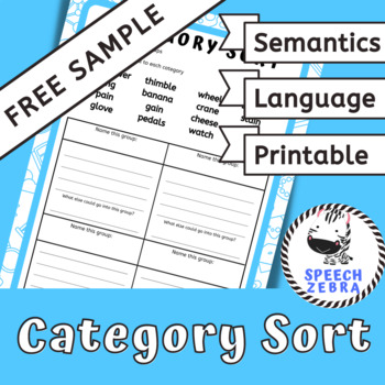 Preview of FREE SAMPLE Category Sorting Task a Worksheet to target relational vocabulary