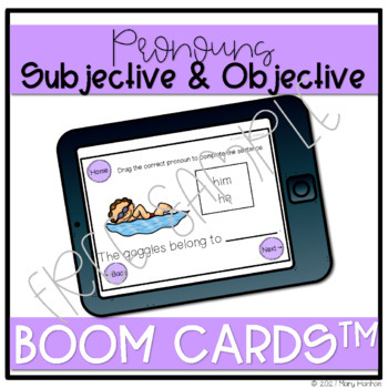 Preview of FREE SAMPLE DECK | Boom Cards™ | Subjective & Objective Pronouns