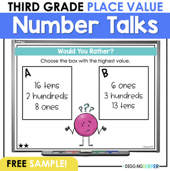 Preview of FREE SAMPLE Digital Number Talks 3rd Grade Place Value