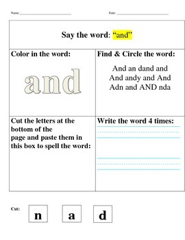 Preview of FREE SAMPLE- Dolch Pre-Primer Word Work- Say it, color it, find it, cut it