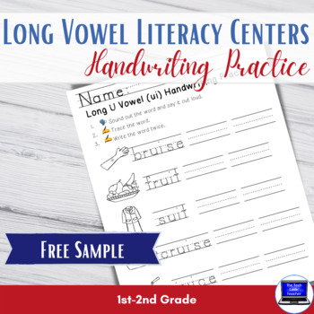 Preview of FREE SAMPLE: Long Vowel Literacy Center Handwriting Practice-U (ui)