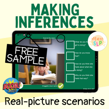 Preview of FREE SAMPLE Making Inferences: Real Picture Scenarios Speech Therapy Boom Cards