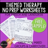 FREE SAMPLE No Prep Themed Worksheets for Speech Therapy