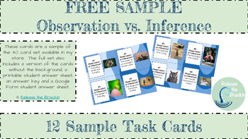 Preview of FREE SAMPLE Observation and Inference Task Cards