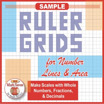 Preview of FREE SAMPLE: Ruler Grids for Number Lines, Length, & Area | Fractions & Decimals