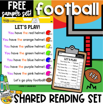 Preview of FREE SAMPLE SET Football Shared Reading | Project & Trace Chart Worksheet