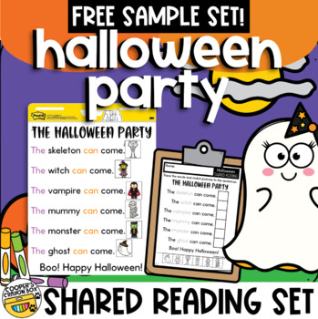 Preview of FREE SAMPLE SET Halloween Party Shared Reading | Project & Trace Chart Worksheet