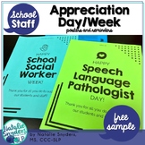 FREE SAMPLE - Staff Appreciation Posters - SLP Day and Sch