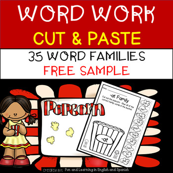 Preview of NO PREP Cut/Paste Word Work- Word Family Ed. w/ Digital Option Distance Learning