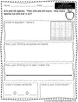 FREE SAMPLE - 2nd Grade Word Problems - Addition ...