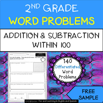 Preview of 2nd Grade Word Problems (+ & -) Worksheets w/ Digital Option - Distance Learning