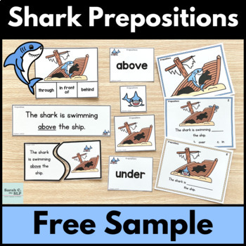 Preview of FREE SAMPLE of Shark and Ship Prepositions of Place or Positional Words Activity