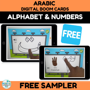 Preview of FREE SAMPLER Arabic Letters and Numbers Tracing for Boom Cards Distance Learning