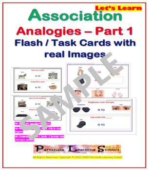 Preview of FREE SAMPLES Association-Analogies- Part 1 - Flash / Task Cards with real Images