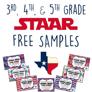 Preview of FREE SAMPLES-STAR READY 3rd, 4th, & 5th Grade Math, Reading & Writing Task Cards