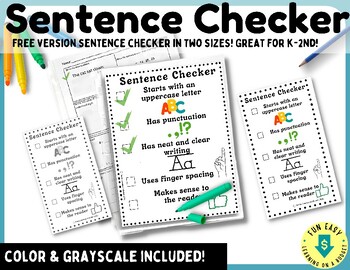 Preview of FREE SENTENCE CHECKER! ❤K-2nd GRADE!-Students can learn to edit their writing!✏