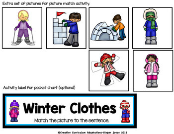 FREE SIGHT WORD SENTENCE MATCH-Winter Clothes (PreK-2/ELL/SPED) | TpT