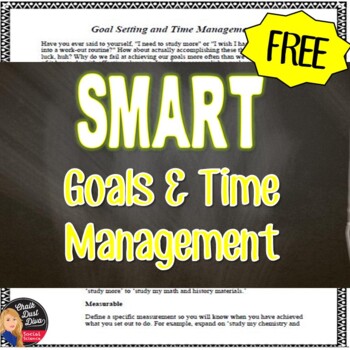 Preview of FREE SMART Goal Setting and Time Management for Secondary Students