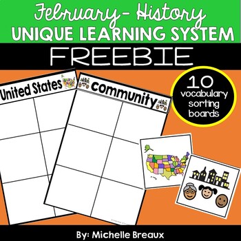 Preview of FREE SORTING BOARDS- February ULS Unit 6- Communities & Cultures (SPED Autism)