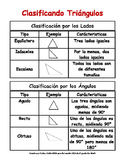 FREE SPANISH Classifying Triangles chart