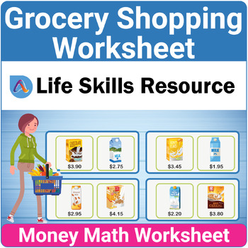 Preview of Free Grocery Shopping Special Education Life Skills Money Math Worksheet