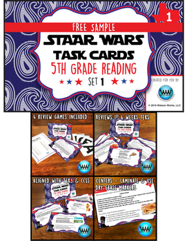 Preview of FREE STAR READY 5th Grade Reading Task Cards - CCSS / STAAR / TEKS-aligned