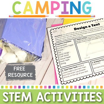 Preview of FREE STEM Activity | STEM Building Challenge | Camping Theme | Design a Tent