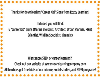Preview of FREE STEM Career Signs for K-2!