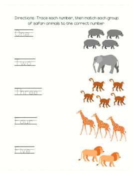 FREE Safari Animal Worksheet for PreK/Kindergarten (4 Pages) | TPT