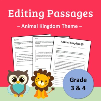 Preview of FREE Safari Animals Editing Passages Grades 3 and 4