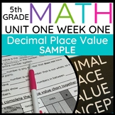 FREE Sample - 5th Grade Math Decimal Place Value Practice 