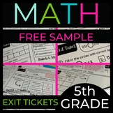 FREE Sample - 5th Grade Math Decimal Place Value Exit Tickets