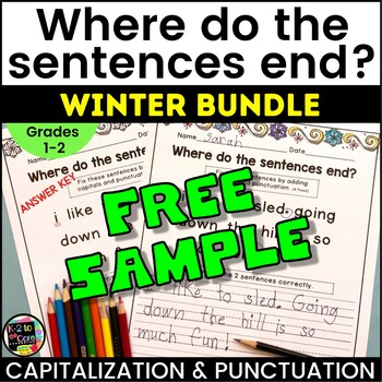 Preview of Writing Capitalization and Punctuation Practice FREE WINTER SAMPLER