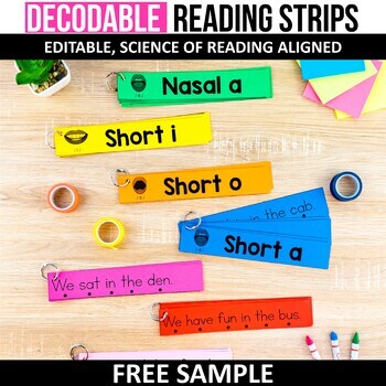 Preview of FREE Sample Decodable Words Sentence Strips Reading Fluency Science of Reading