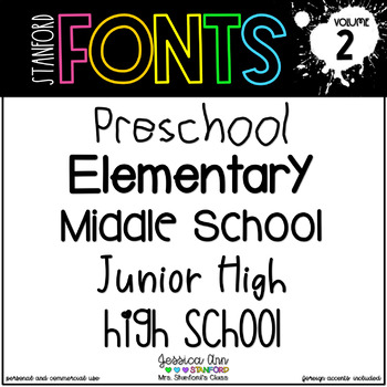 Preview of FREE Sample Fonts for Teachers - Commercial Use - Stanford Font Bundle 2