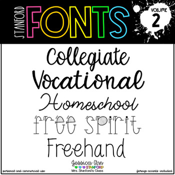 FREE Sample Fonts for Teachers - Commercial Use - Stanford Font Bundle 2