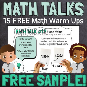 Preview of FREE Sample MATH TALKS 4th Grade Mental Math Warm Up Discussion Prompts