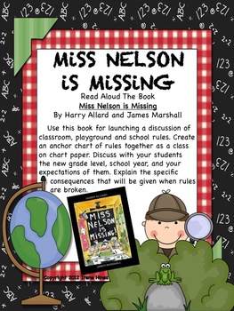 Free Sample Miss Nelson Is Missing Activity Unit For The First Week Of School