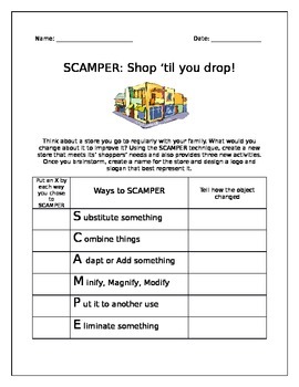 Preview of FREE Sample SCAMPER Activity