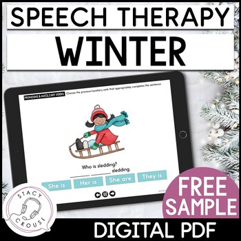 Preview of Winter Speech Therapy Activities Digital PDF Language Articulation FREE SAMPLE