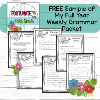 Preview of FREE Sample - Year Long Grammar Packet