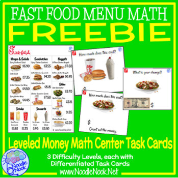 Free Sampler From Fast Food Menu Math For Autism Units And Sped By Noodle Nook