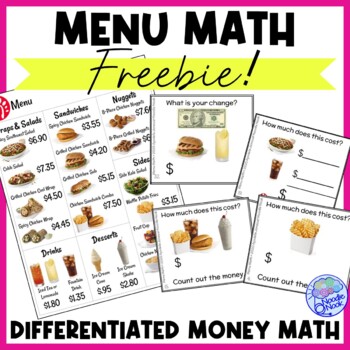 Preview of FREE Sampler from Fast Food Menu Math for Autism Units and SpEd
