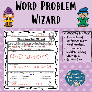 Preview of FREE Scaffolded Math Word Problems  - Basic Operations and Multi - Step